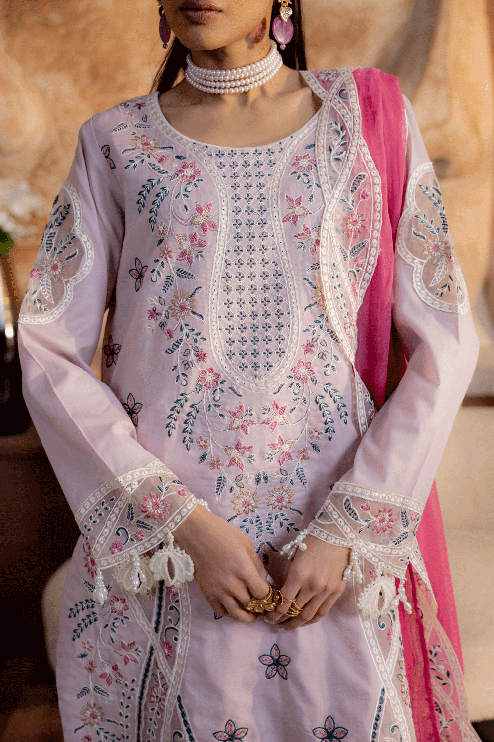 Dusty Mauve Embroidered Lawn 3PC Suit - Mahriza