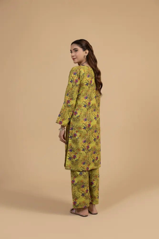 Floral Lime Khaddar 2 - Piece Winter Ready Printed Suit for Women - Mahriza