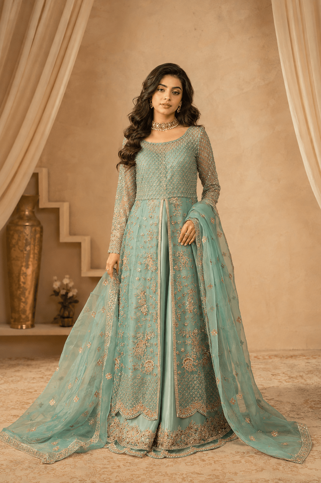 Pistachio Bloom – Sequin Luxe Maxi - Mahriza