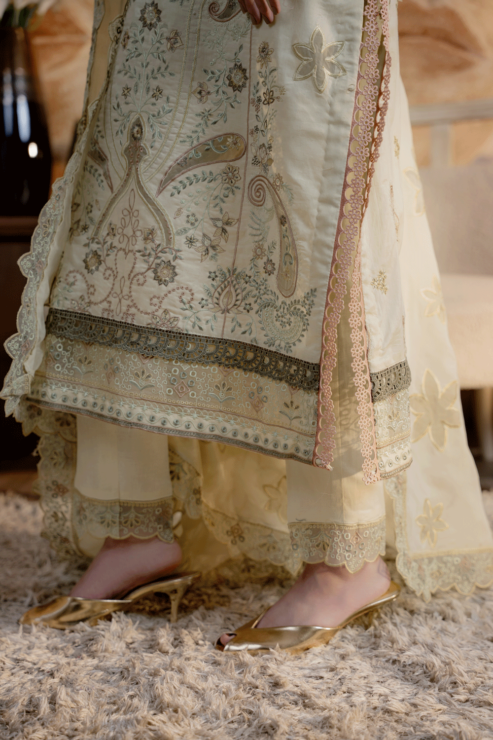 Pistachio Green Embroidered Lawn 3PC Suit - Mahriza
