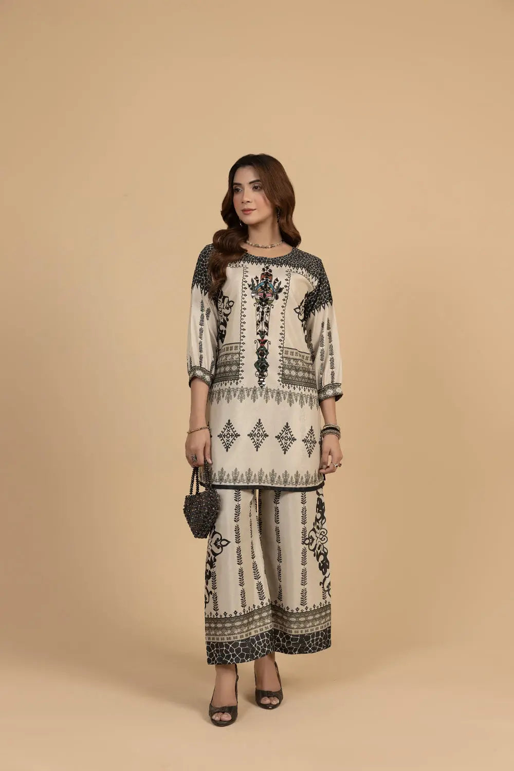 2PC Stitched Silk Suit- MS003