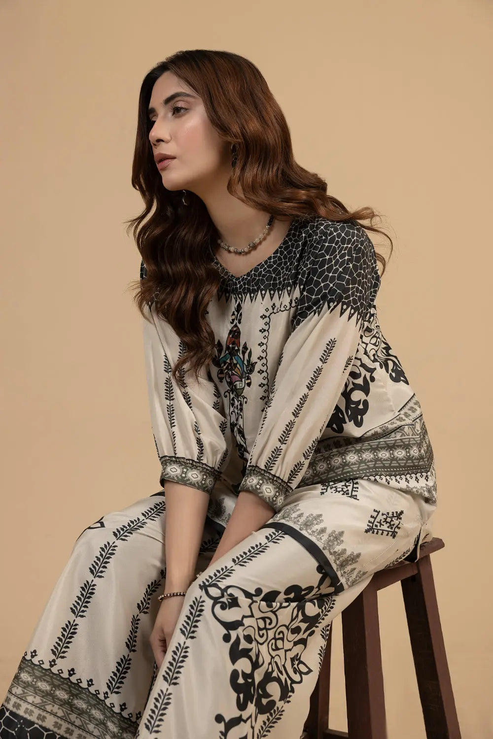 2PC Stitched Silk Suit- MS003