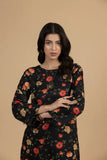 Black Floral Khaddar 2-Piece Suit  Winter Ready Elegant Printed Co-Ord Set