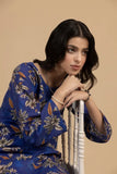 Royal Blue Floral Khaddar 2-Piece Suit Elegant Winter Printed Co-Ord Set