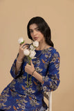 Royal Blue Floral Khaddar 2-Piece Suit Elegant Winter Printed Co-Ord Set