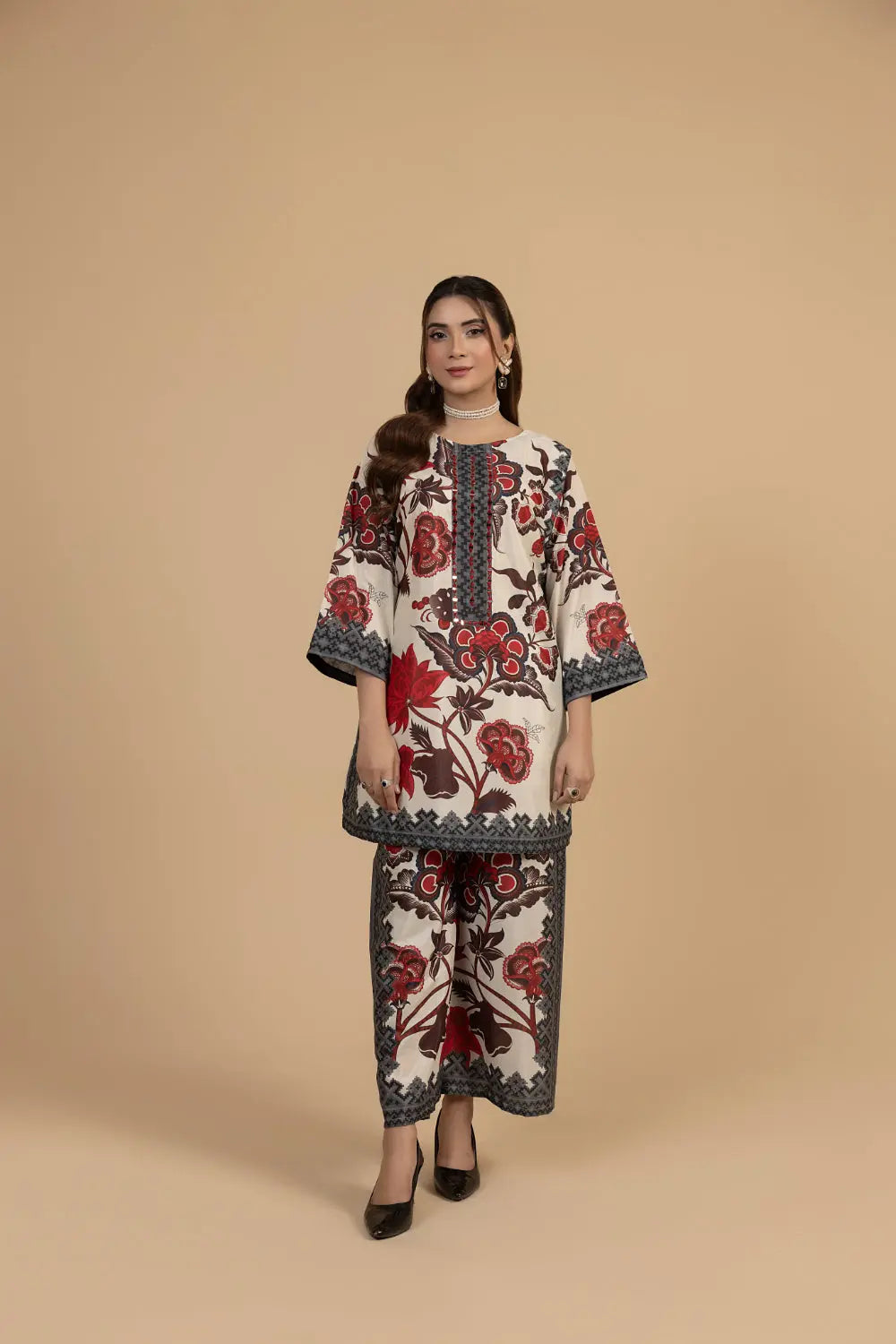 2PC Stitched Silk Suit- MS005