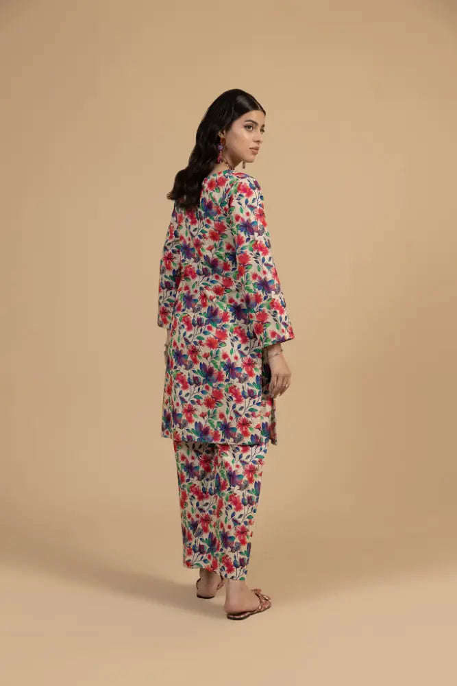 Multicolor Floral Khaddar 2-Piece Vibrant Winter Printed Suit for Women