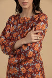 Rust Floral Khaddar 2-Piece Suit  Winter Printed Khaddar Dress for Women