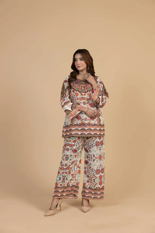 2PC Stitched Silk Suit- MS001