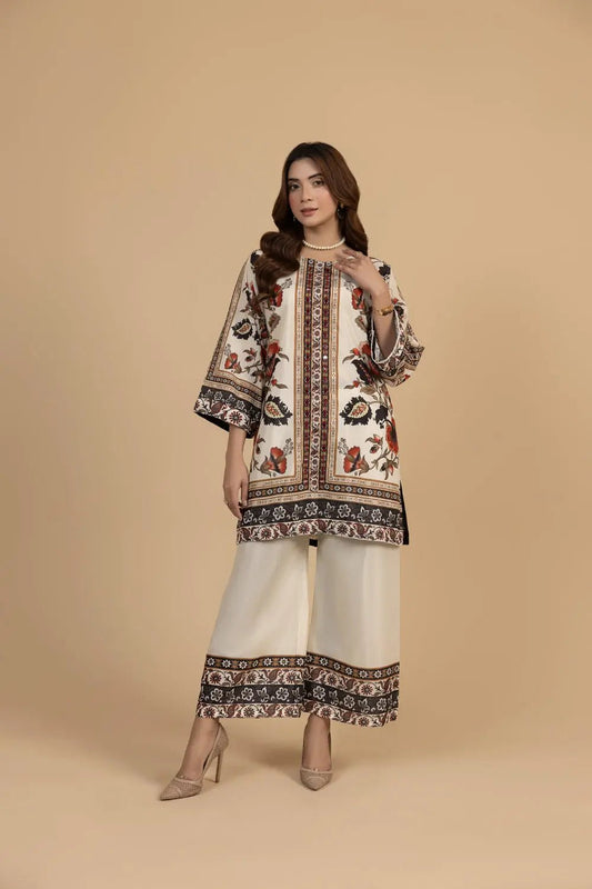 2PC Stitched Silk Suit- MS004