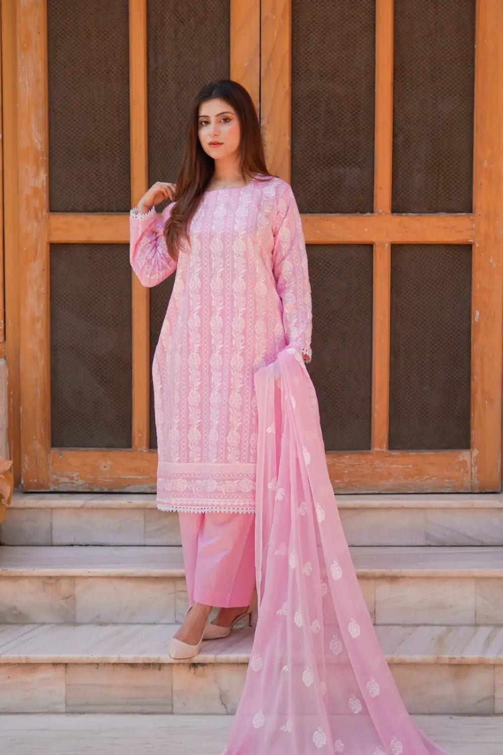 3PC Stitched Embroidered Lawn Suit. MEL - 001 - Mahriza