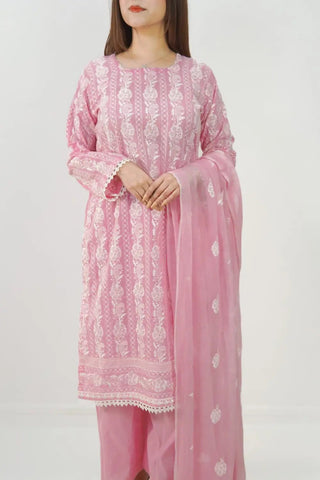 3PC Stitched Embroidered Lawn Suit. MEL - 001 - Mahriza