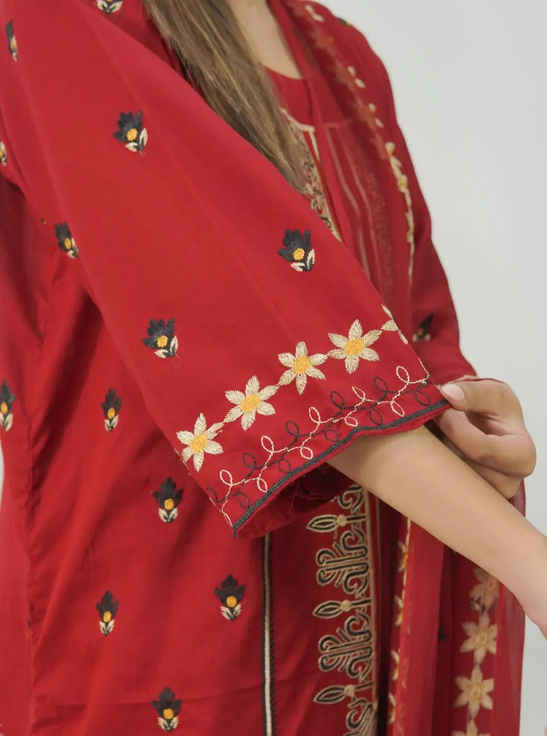 3PC Stitched Embroidered Lawn Suit. MEL - 002 - Mahriza