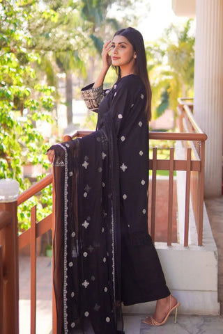 3PC Stitched Embroidered Lawn Suit MEL - 003 - Mahriza