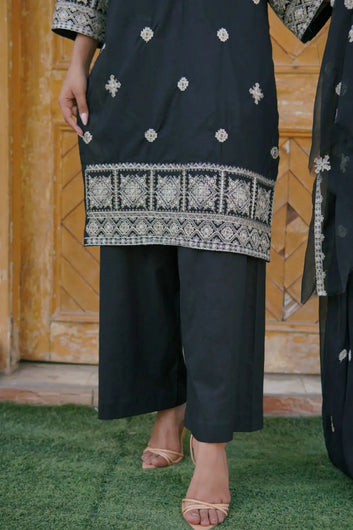 3PC  Stitched Embroidered Lawn Suit MEL--003