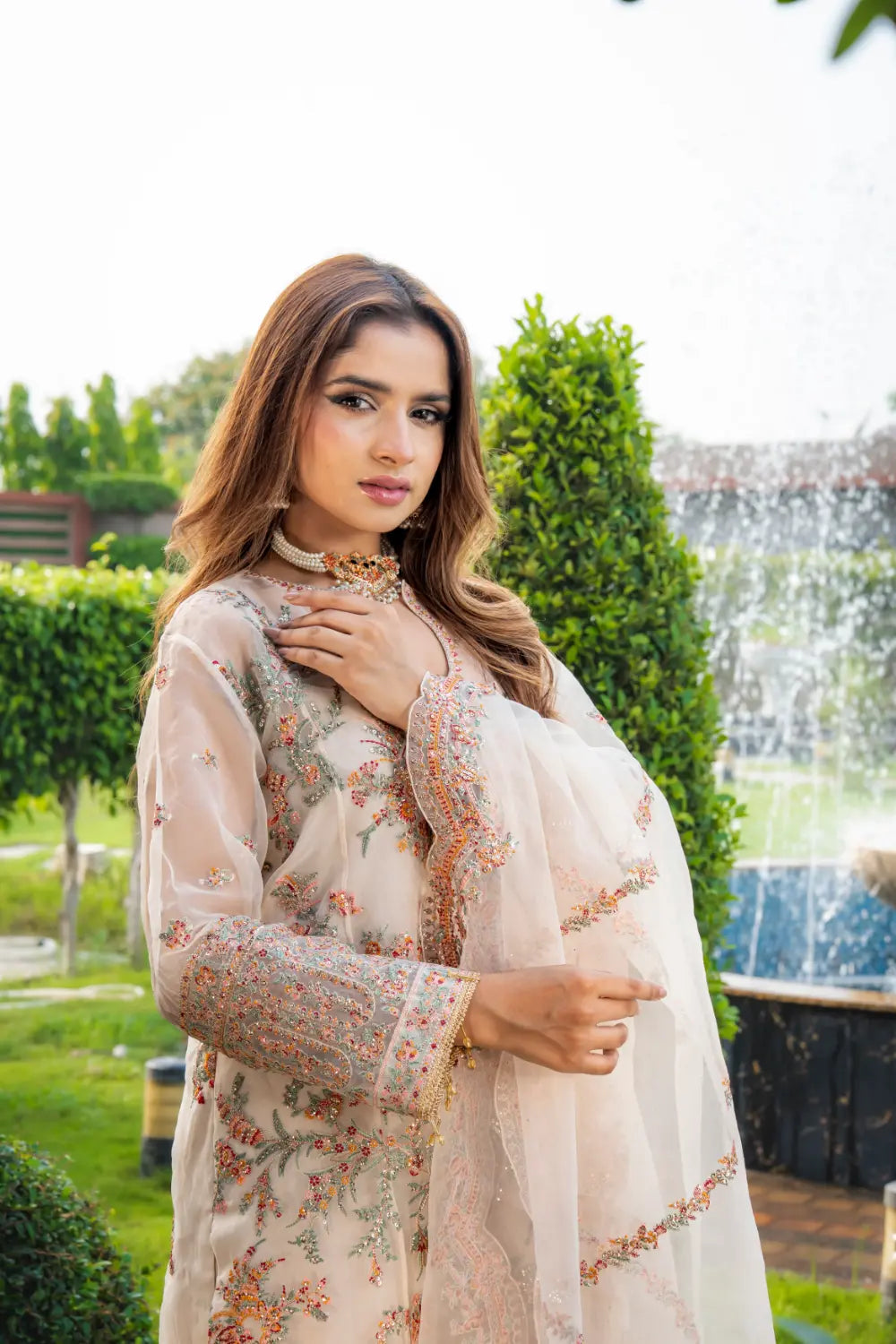 🤍 Ivory Elegance – Luxury Organza Party Wear Mahriza