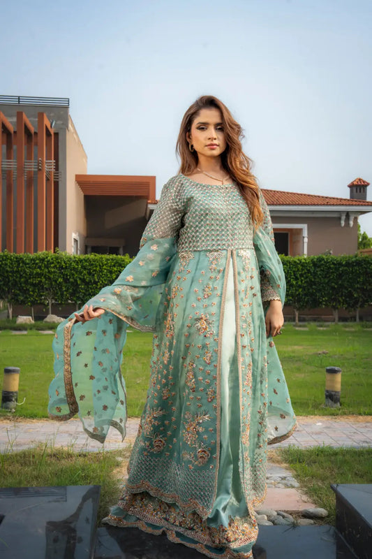 ✨ Pistachio Bloom –Sequin Luxe Maxi