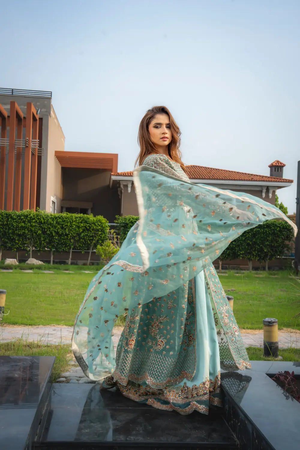 ✨ Pistachio Bloom –Sequin Luxe Maxi Mahriza
