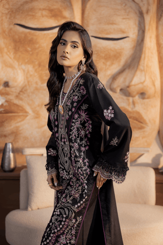 Black Embroidered Lawn 3PC Suit - Mahriza
