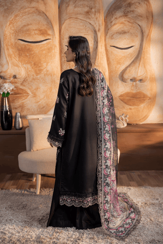 Black Embroidered Lawn 3PC Suit - Mahriza