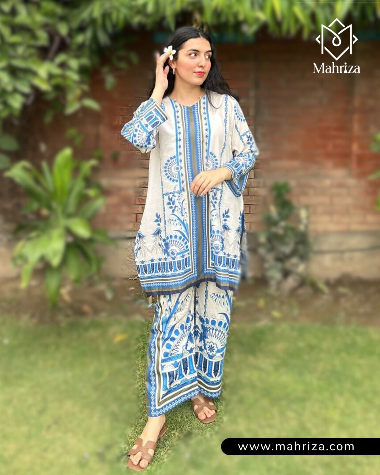 Blue Elegance Lawn Suit – 2 Piece - Mahriza