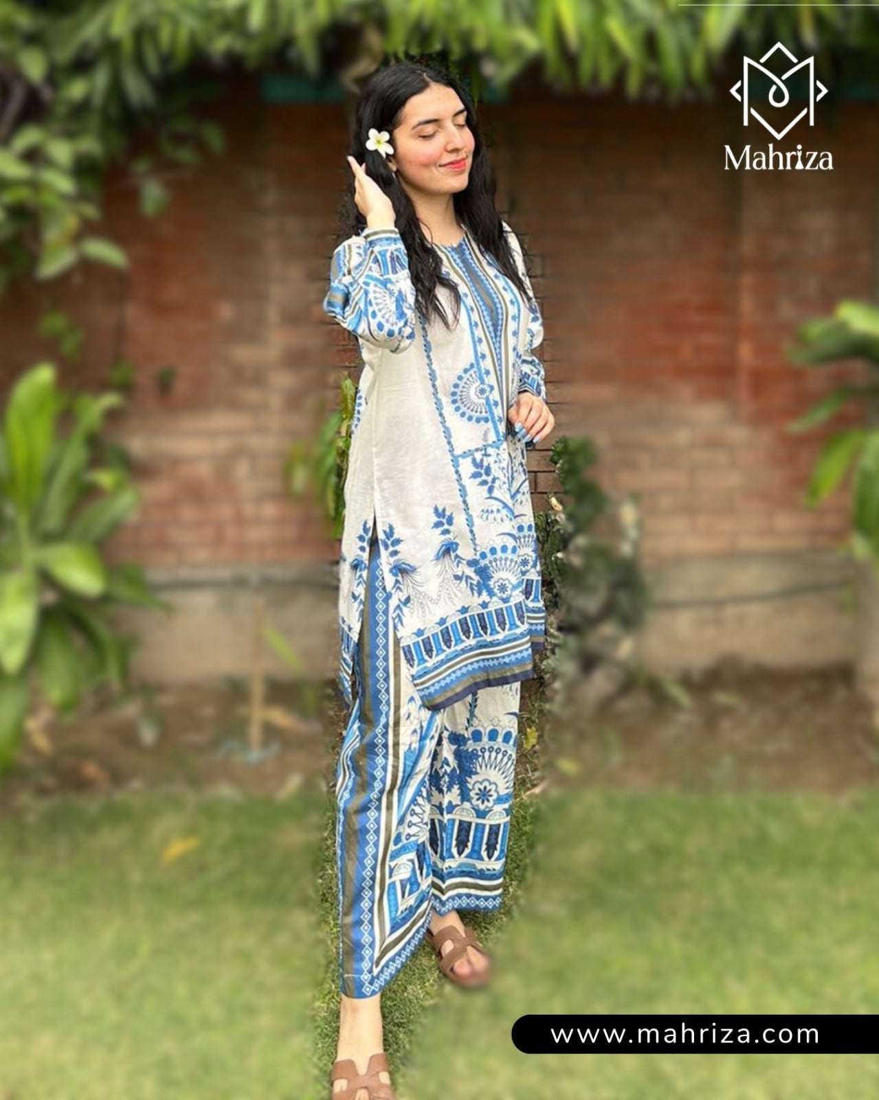 Blue Elegance Lawn Suit – 2 Piece - Mahriza