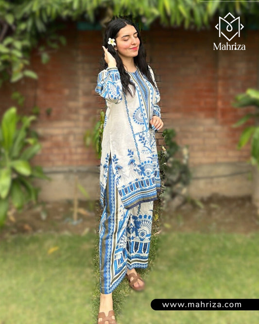 Blue Elegance Lawn Suit – 2 Piece