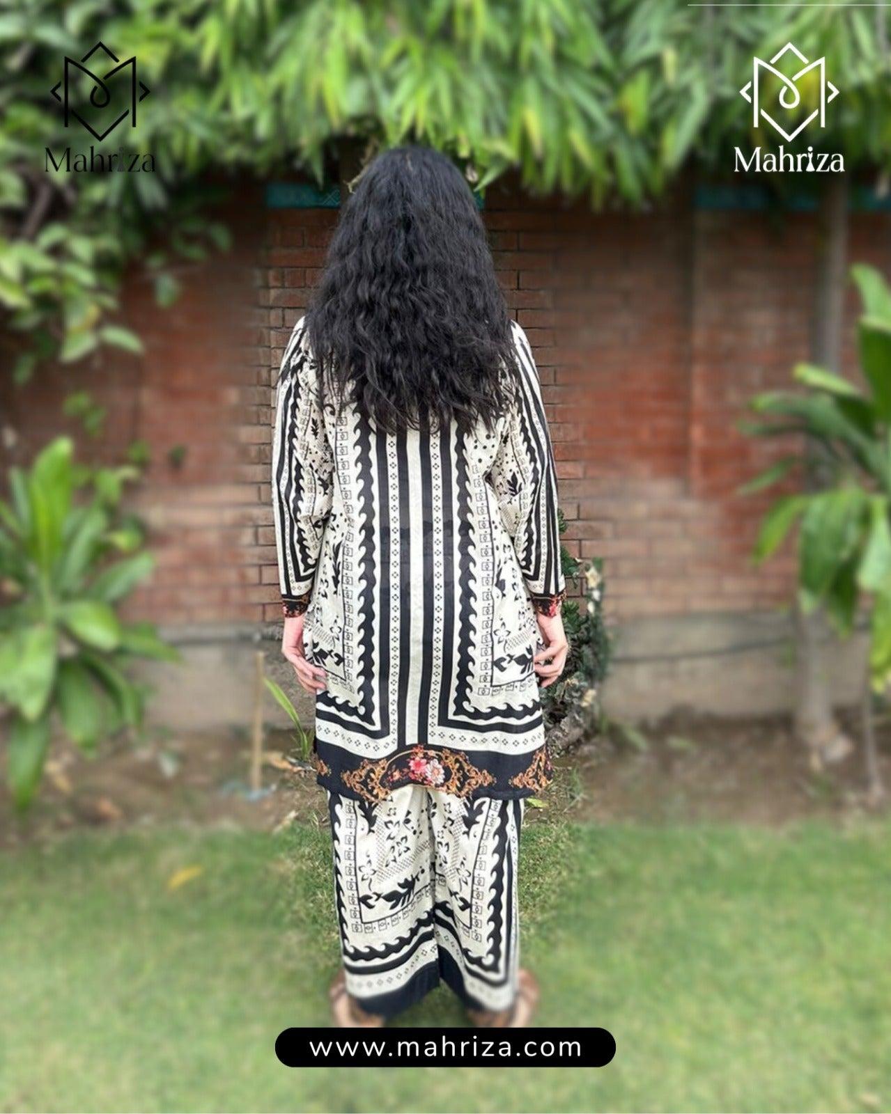 Classic Noir Lawn Suit – 2 Piece - Mahriza