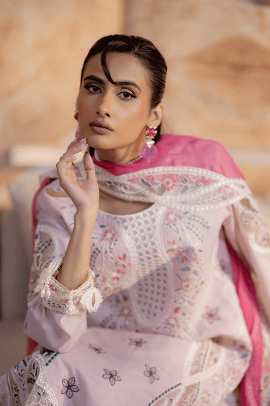 Dusty Mauve Embroidered Lawn 3PC Suit - Mahriza