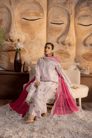 Dusty Mauve Embroidered Lawn 3PC Suit - Mahriza
