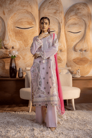 Dusty Mauve Embroidered Lawn 3PC Suit - Mahriza