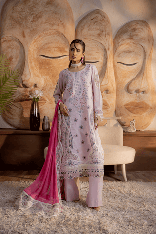 Dusty Mauve Embroidered Lawn 3PC Suit - Mahriza
