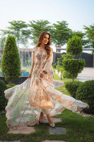 🤍 Ivory Elegance – Luxury Organza Party Wear - Mahriza