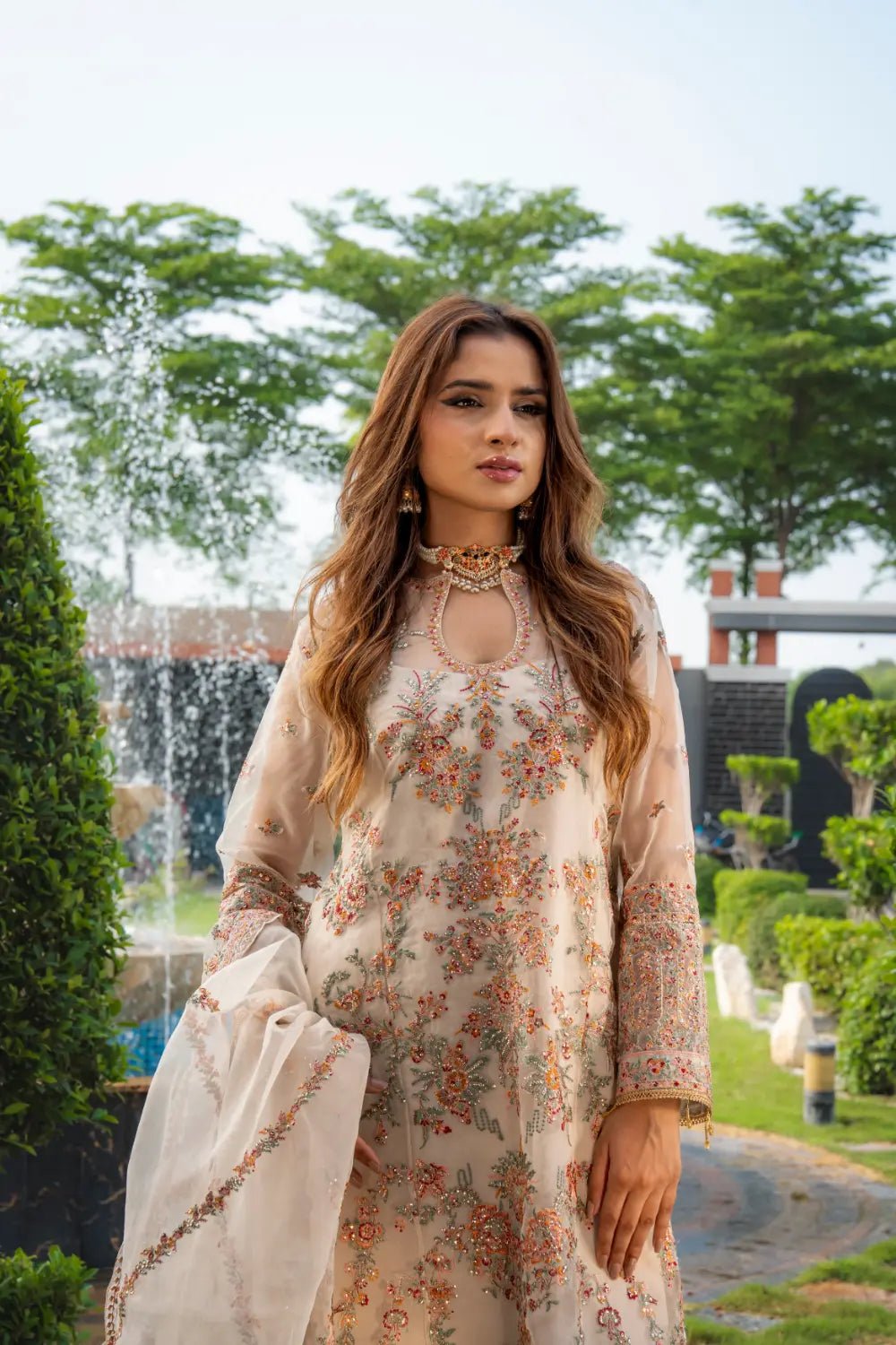 🤍 Ivory Elegance – Luxury Organza Party Wear - Mahriza