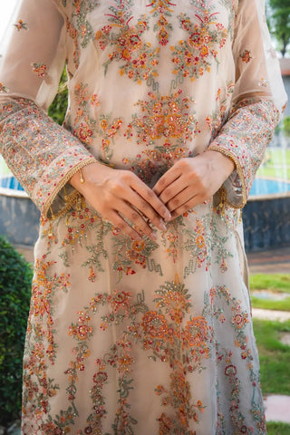 🤍 Ivory Elegance – Luxury Organza Party Wear - Mahriza