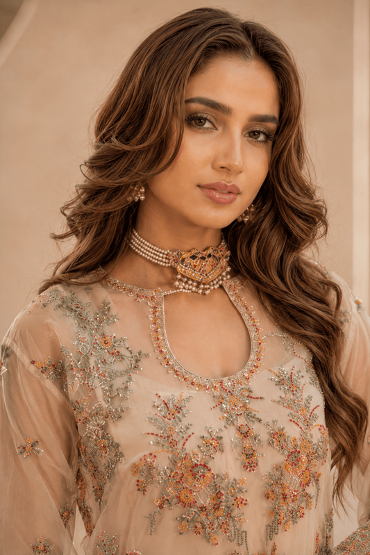 Ivory Elegance – Luxury Organza Party Wear - Mahriza