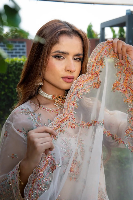 🤍 Ivory Elegance – Luxury Organza Party Wear