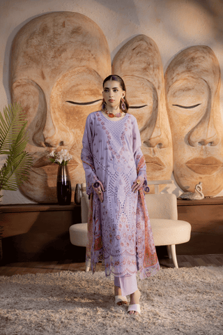 Lilac Embroidered Lawn 3PC Suit - Mahriza