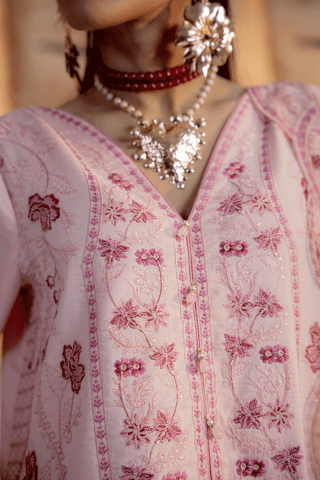 Peach Embroidered Lawn 3PC Suit - Mahriza