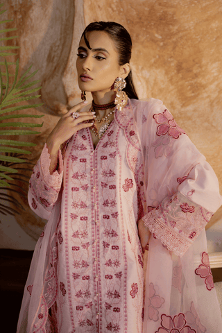 Peach Embroidered Lawn 3PC Suit - Mahriza