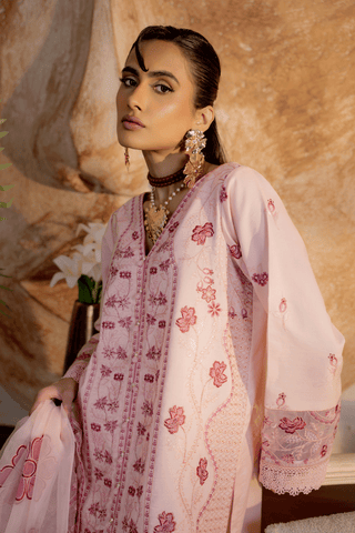 Peach Embroidered Lawn 3PC Suit - Mahriza