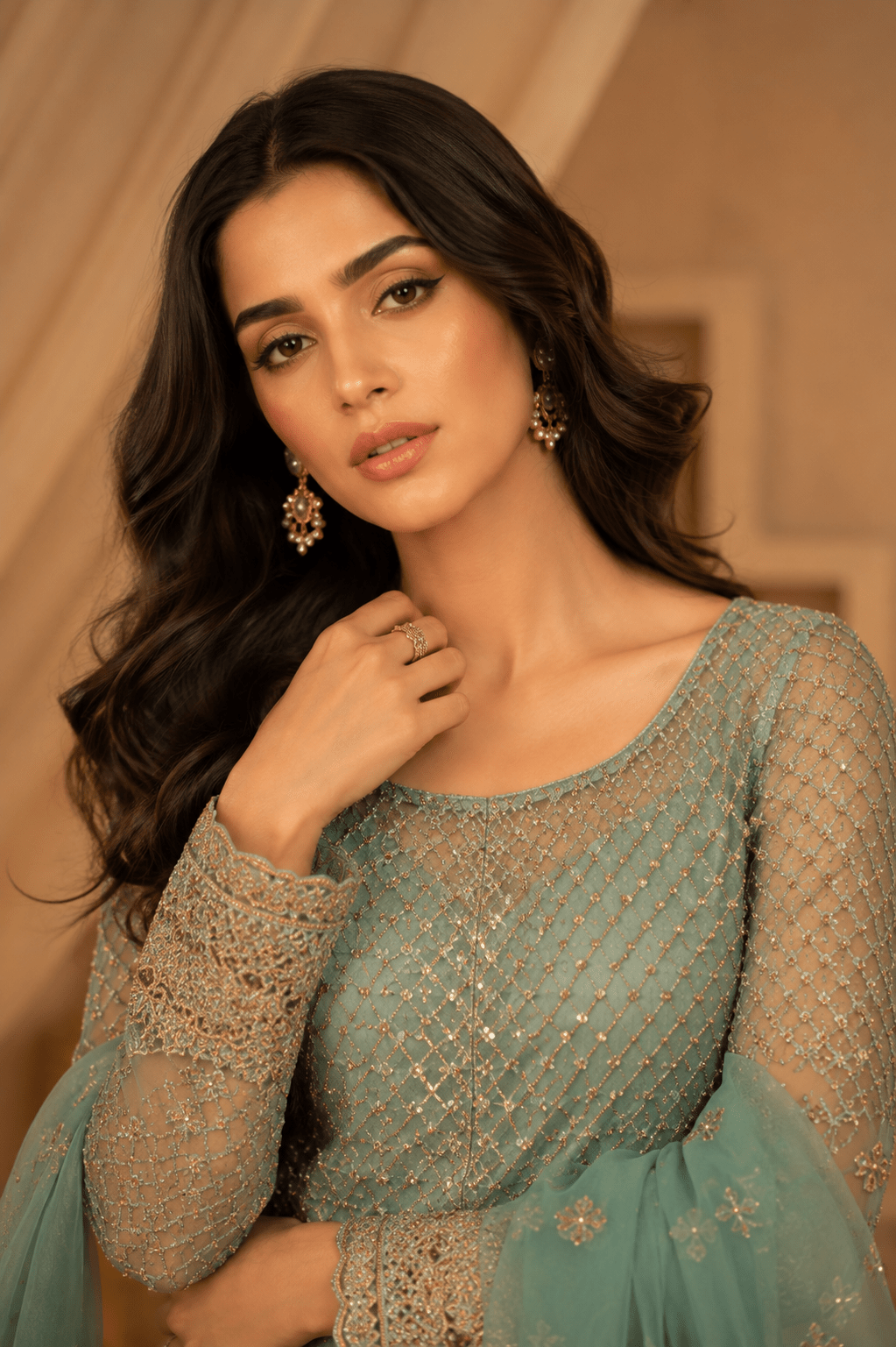 Pistachio Bloom – Sequin Luxe Maxi - Mahriza
