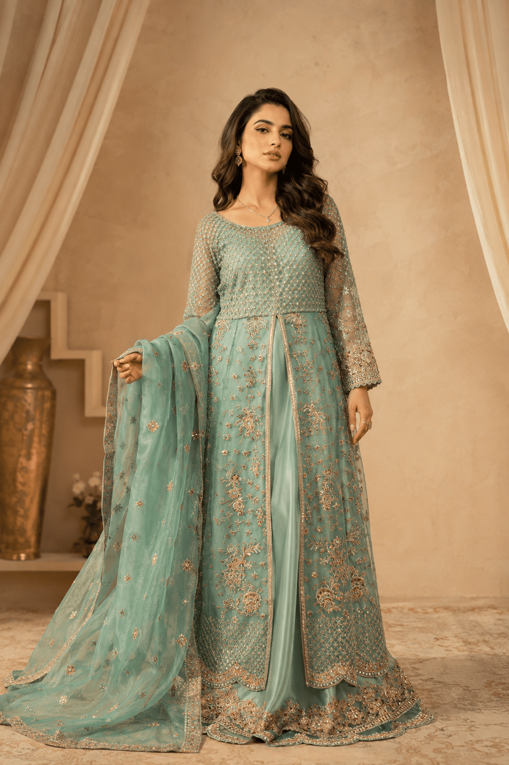Pistachio Bloom – Sequin Luxe Maxi - Mahriza
