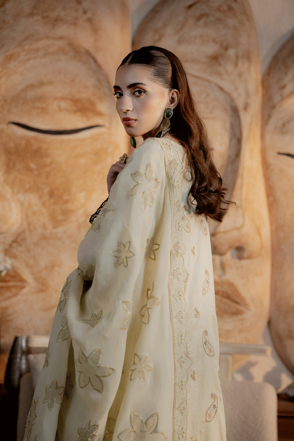 Pistachio Green Embroidered Lawn 3PC Suit - Mahriza