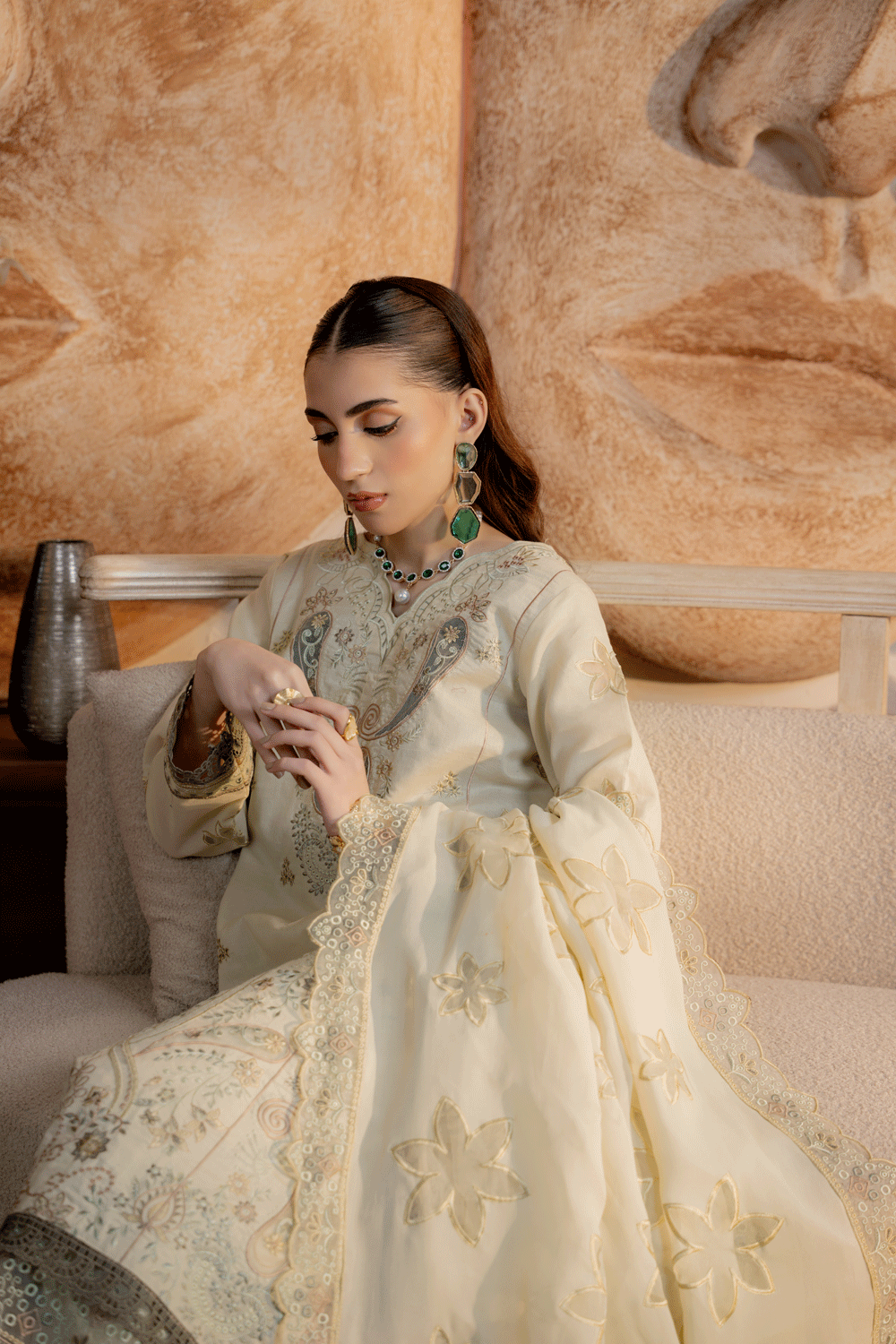 Pistachio Green Embroidered Lawn 3PC Suit - Mahriza