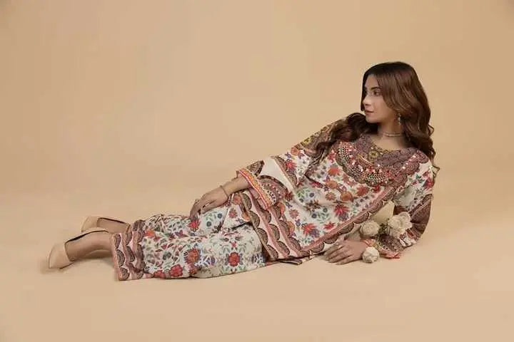 2PC Stitched Silk Suit- MS001